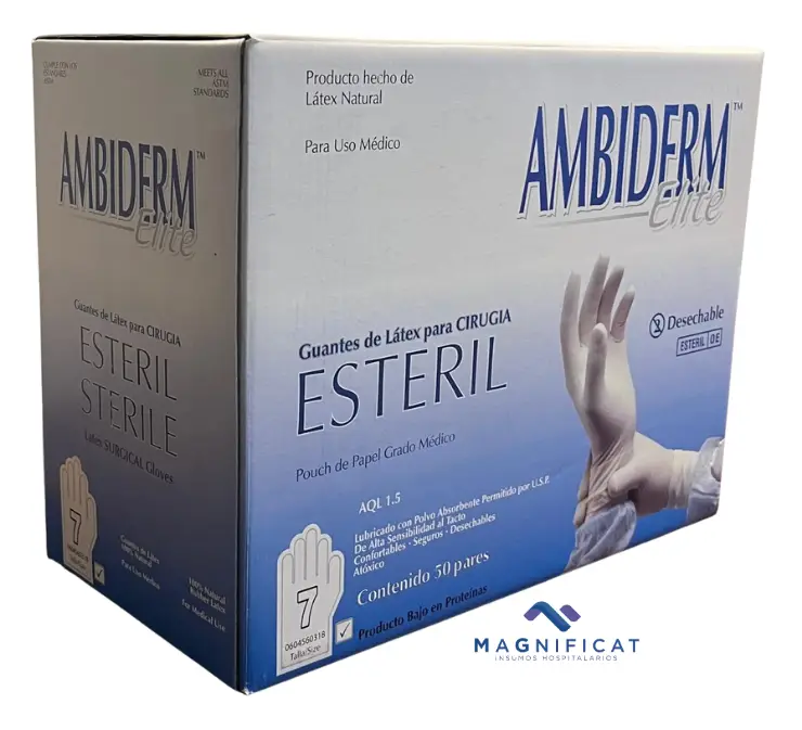 GUANTE CIRUGIA ESTERIL 7.0 C/50 PARES AMBIDERM