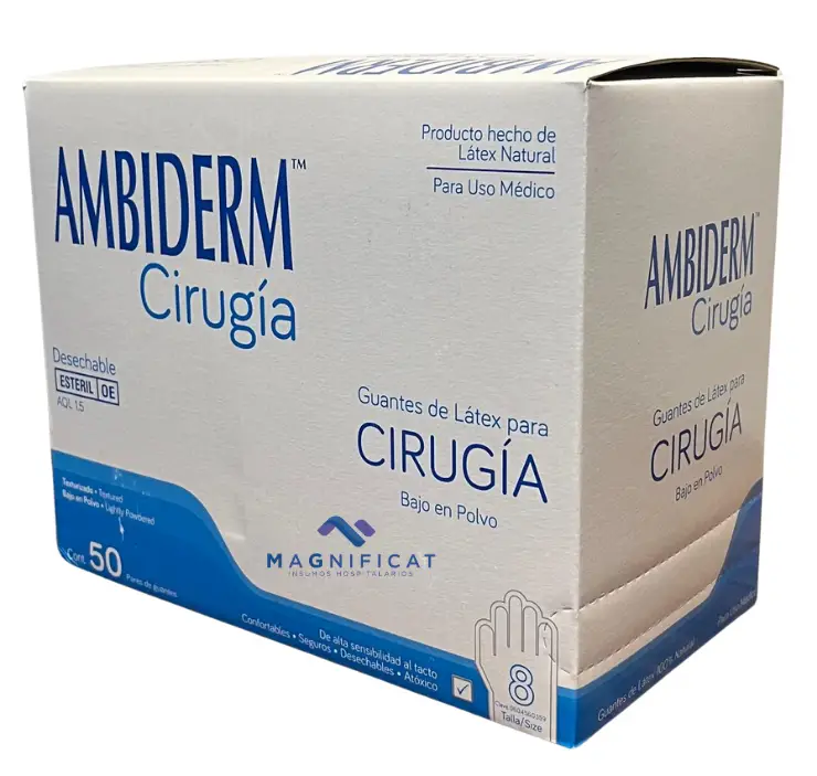 GUANTE CIRUGIA ESTERIL 8.0 C/50 PARES AMBIDERM