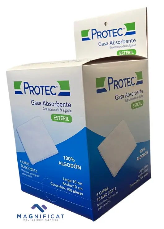 GASA SIMPLE ESTERIL 10X10CM CON EMPAQUE INDIVIDUAL C/100 PROTEC 180130