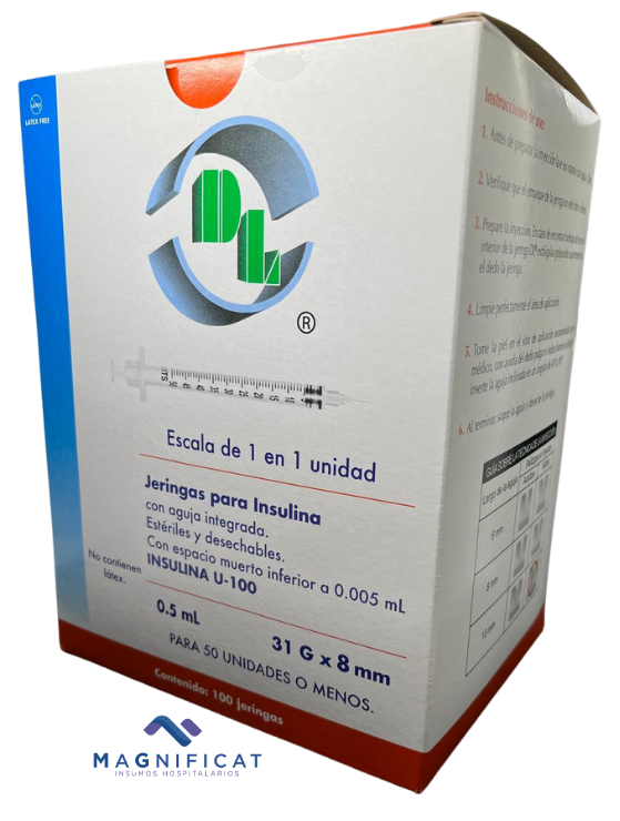 JERINGA INSULINA 0.5ML 31GX8MM C/100 DENTILAB