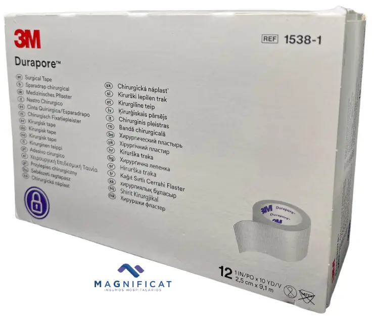 TELA ADHESIVA DE ACETATO 2.50CMX10M C/12 DURAPORE 3M