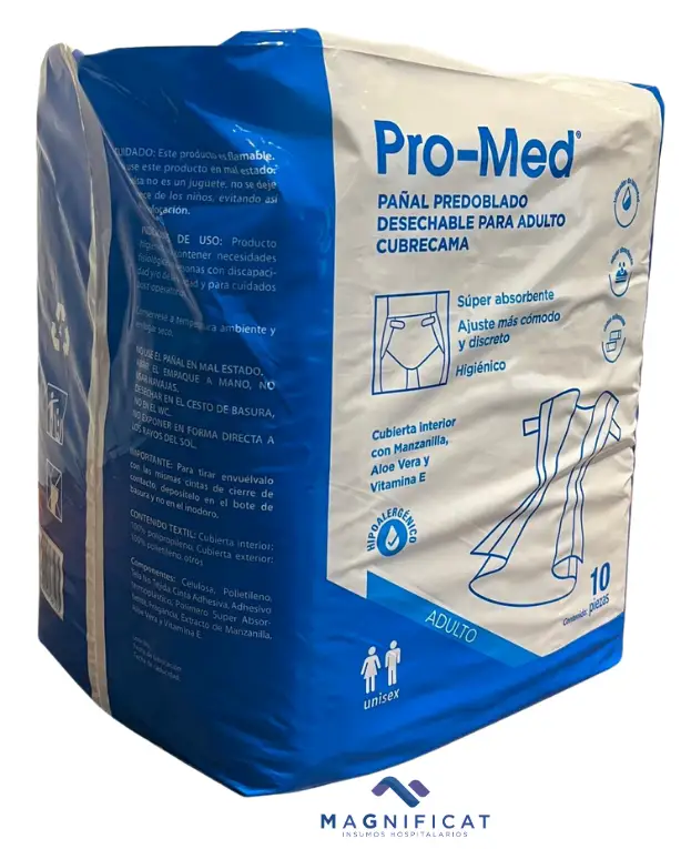 PAÑAL PREDOBLADO CUBRECAMA PAQ C/10 PRO-MED