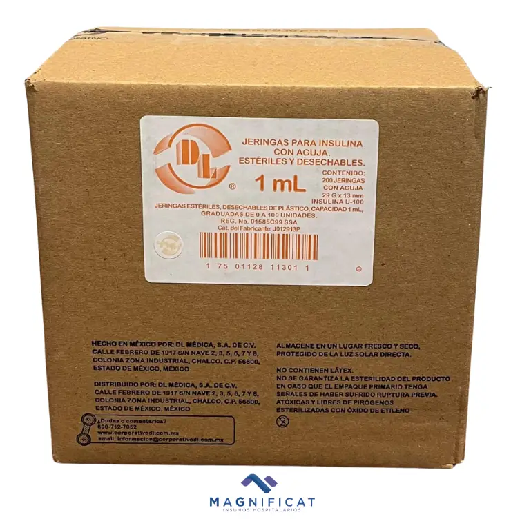 JERINGA INSULINA 1ML 29GX13MM (1/2) C/200 DENTILAB
