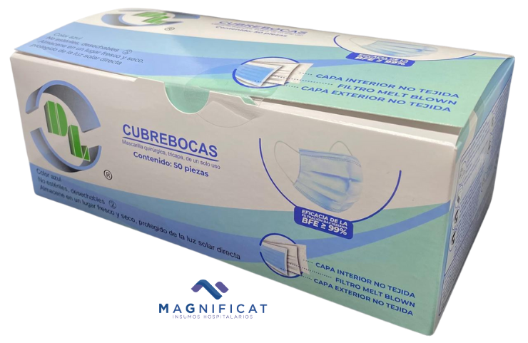 CUBREBOCA PLISADO AZUL C/50  DENTILAB