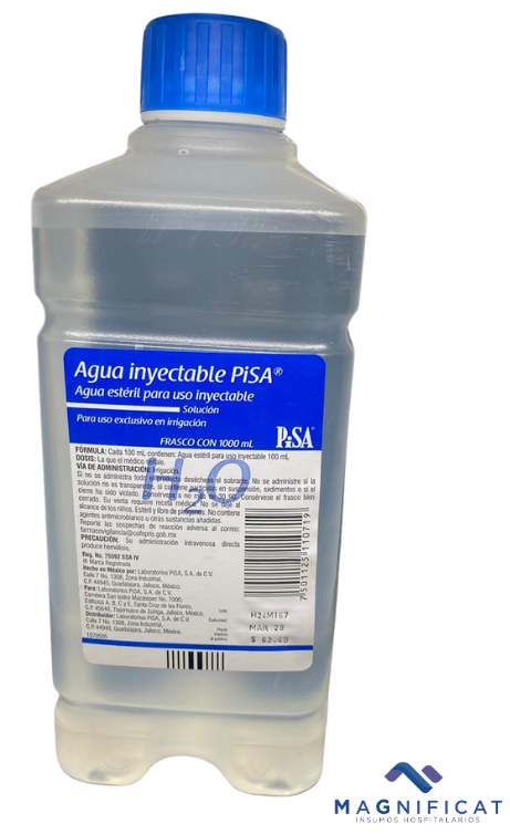 AGUA INYECTABLE O PARA IRRIGACION ESTERIL 1000ML. PISA 400025