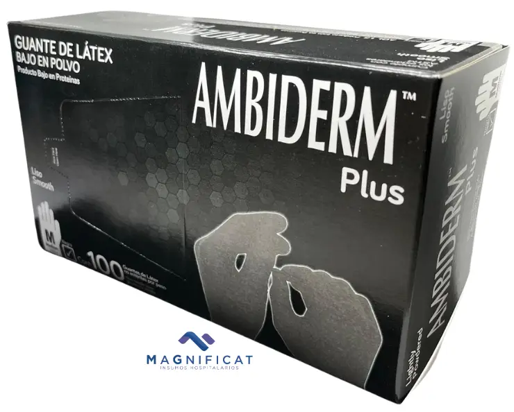 GUANTE EXPLORACION NO ESTERIL LATEX MED- GDE C/100 NEGRO AMBIDERM