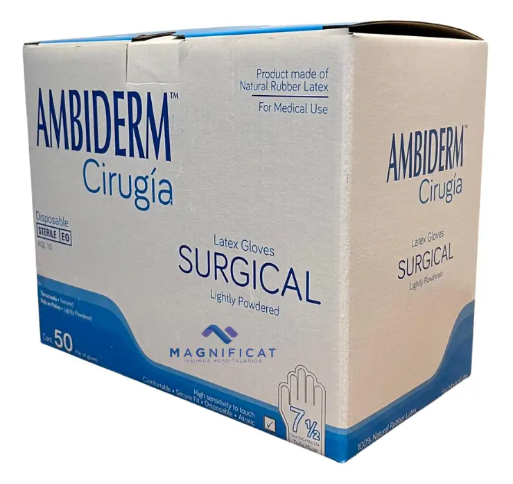 GUANTE CIRUGIA ESTERIL 7.5 C/50 PARES AMBIDERM
