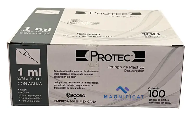 JERINGA INSULINA 1ML 27Gx16MM C/100 PROTEC