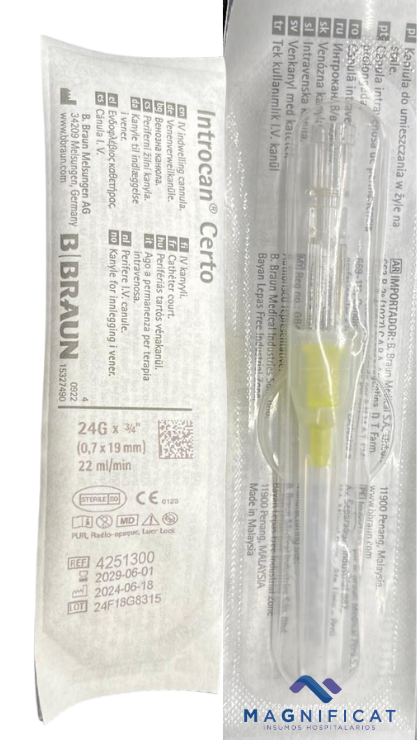 INTROCAN CERTO 24G C/50 B BRAUN AMARILLO 4251300