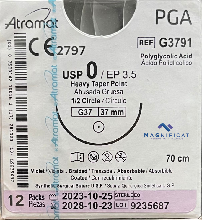 SUTURA PGA 0 37MM 70CM AHUSADA C/12 G3791 ATRAMAT