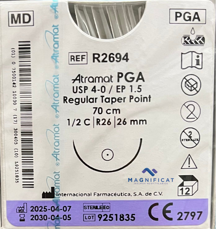 SUTURA PGA 4-0 26MM 70CM AHUSADA C/12 R2694 ATRAMAT