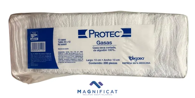GASA SECA 10X10CM NO ESTERIL ALGODON C/200 PROTEC 105000