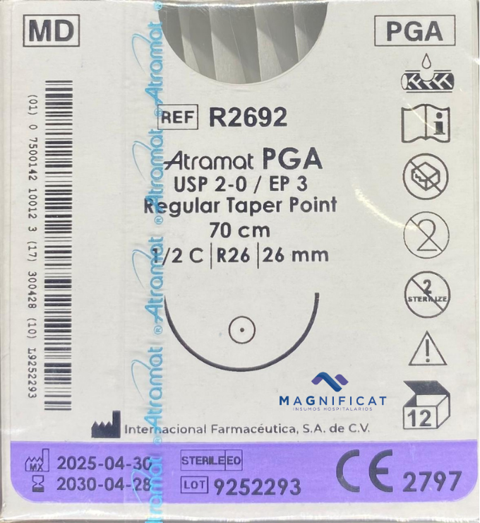 SUTURA PGA 2-0 26MM 70CM AHUSADA C/12 R2692 ATRAMAT