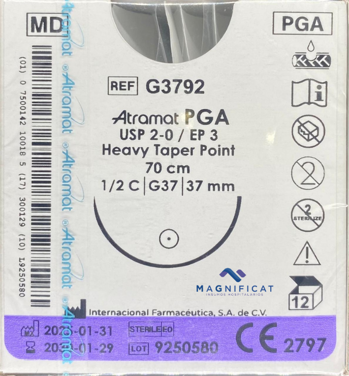 SUTURA PGA 2-0 37MM 70CM AHUSADA C/12 G3792 ATRAMAT