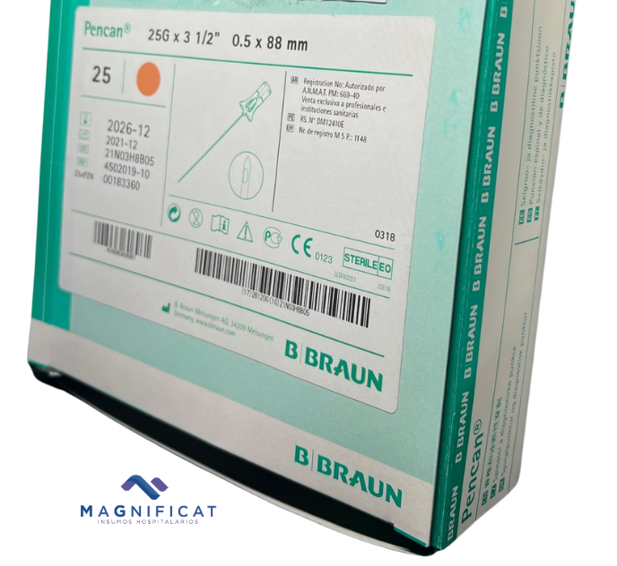 AGUJA PARA ANESTESIS 25GX3 1/2" PUNTA LAPIZ PENCAN BBRAUN 450201910