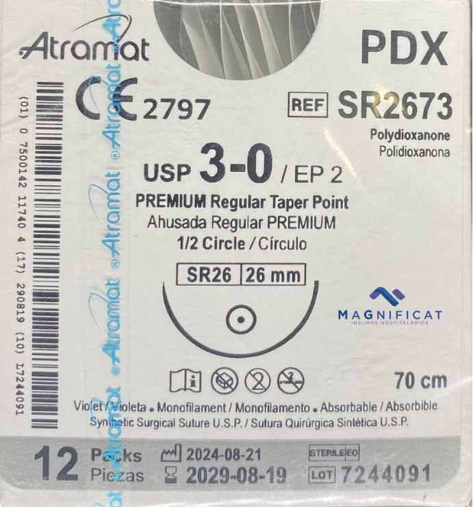 SUTURA PDX 3-0 26MM 70CM AHUSADA C/12 SR2673 ATRAMAT