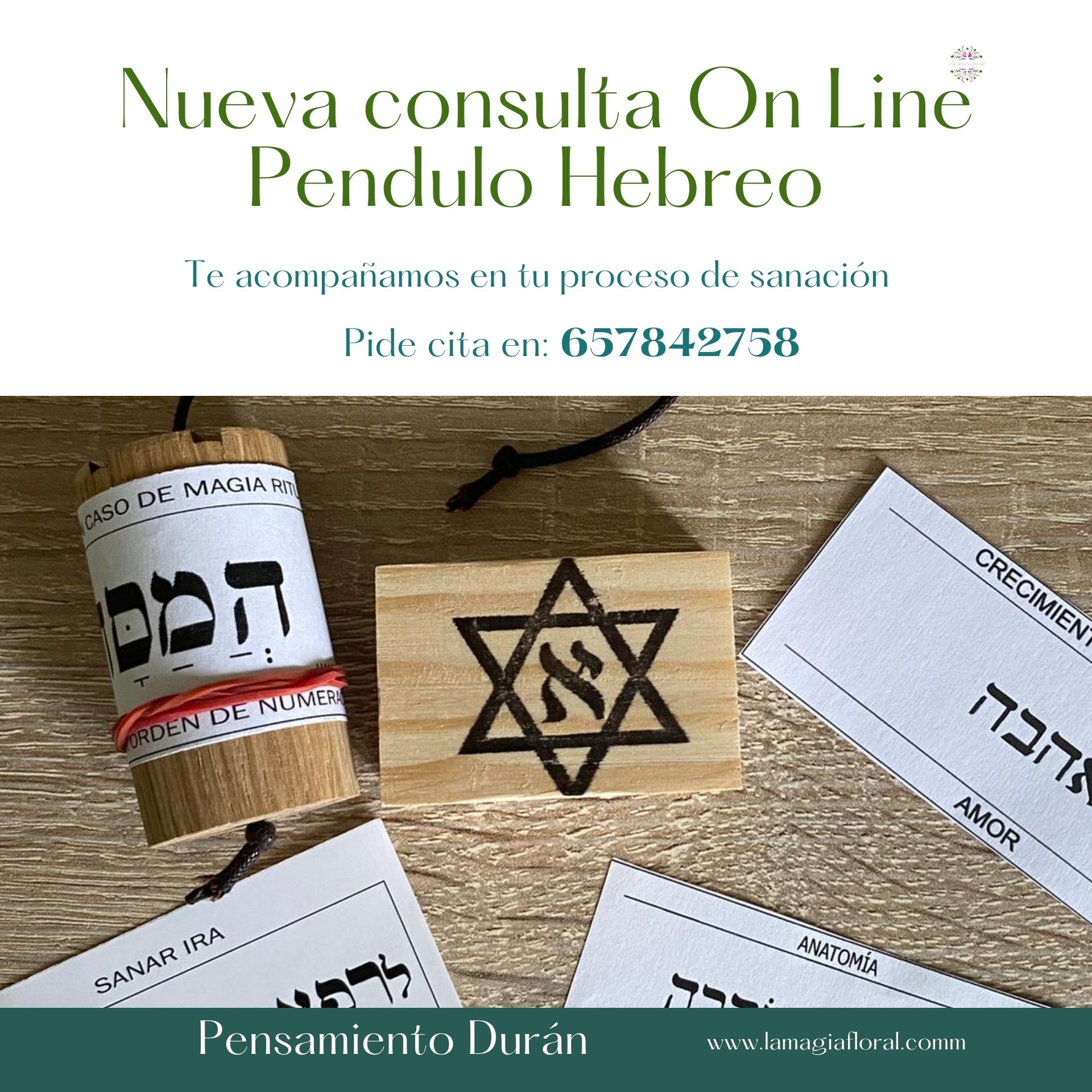 4 SESIÓNES DE PÉNDULO HEBREO ON LINE  