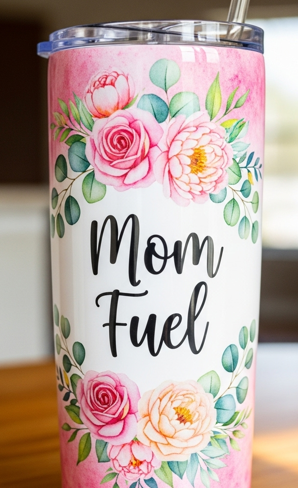 Mom Fuel Floral Tumbler