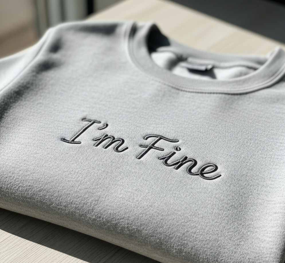 The "I'm Fine" Crewneck: A Mood, a Vibe, a Statement