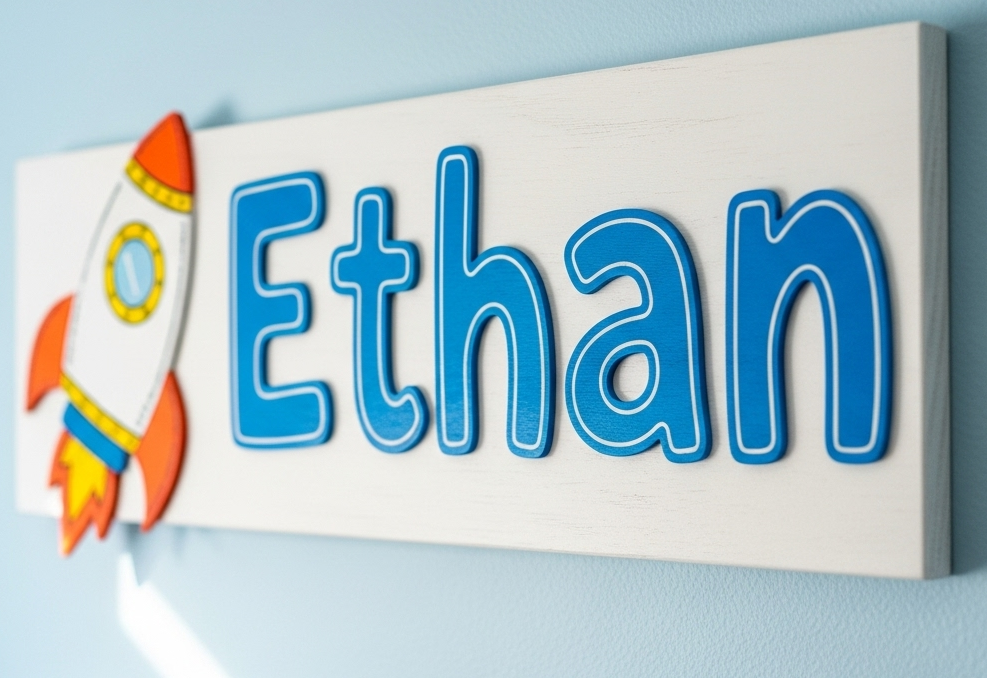 Playful Rocket Ship Sign