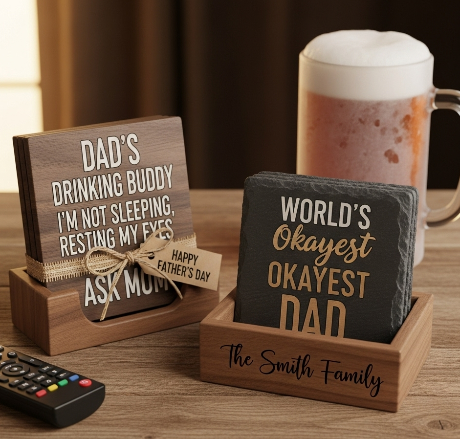 Personalized Dad Coaster Gift Set