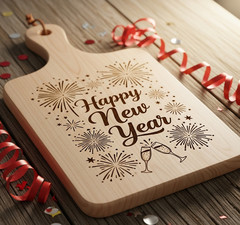 Personalized Engraved New Year's Cutting Board