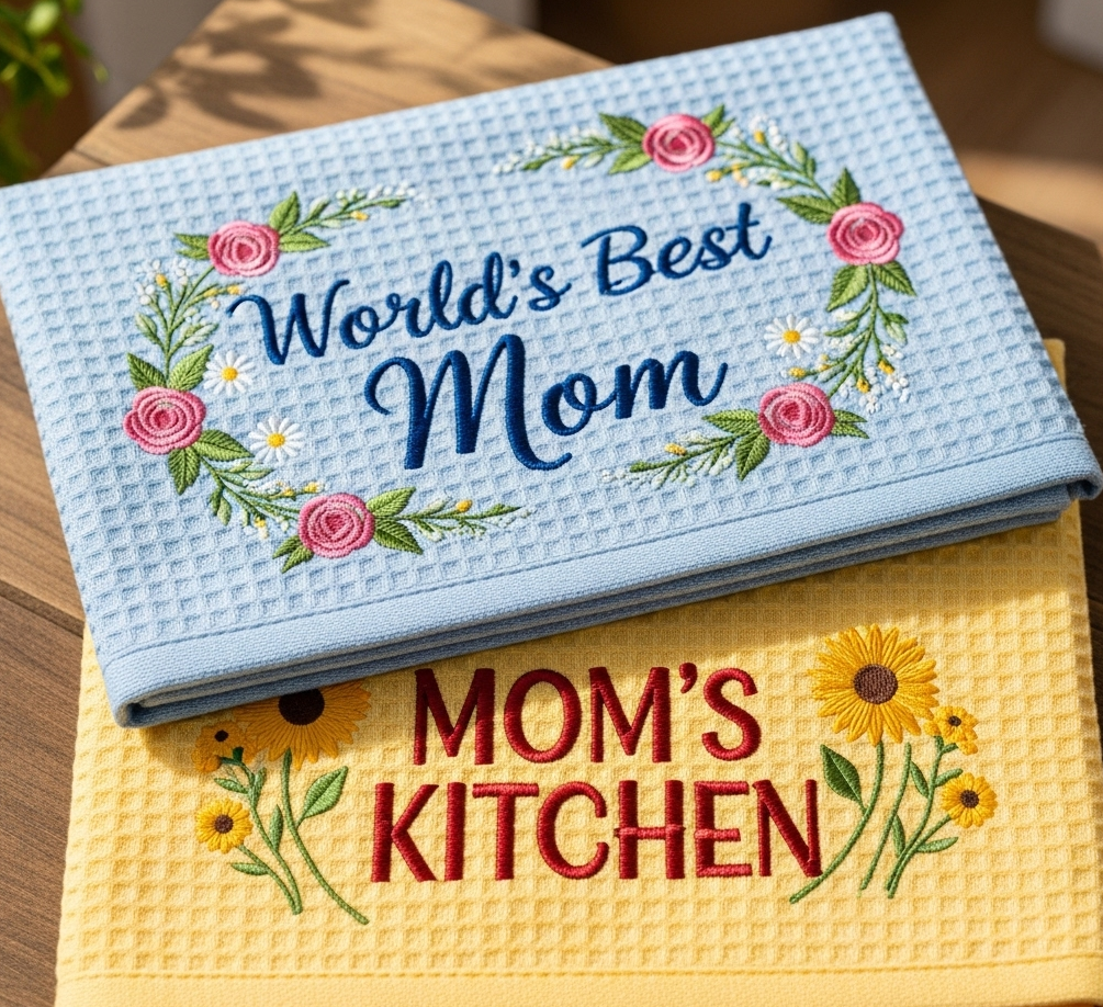 Embroidered Mom Kitchen Towels
