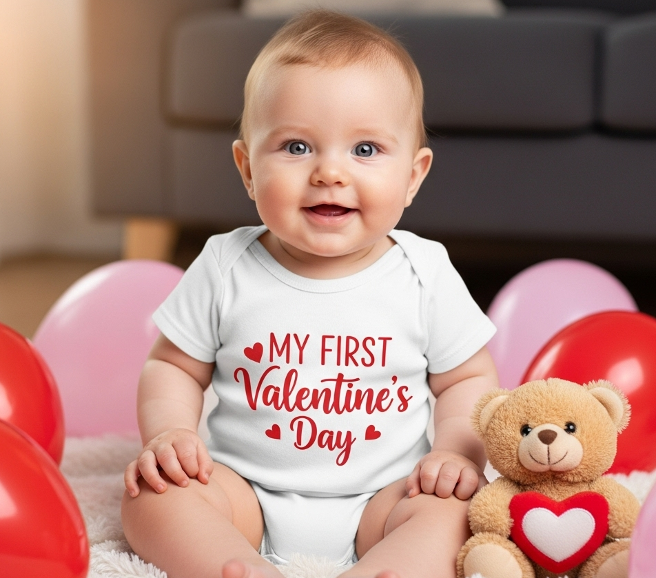 My First Valentine's Day Baby Onesie
