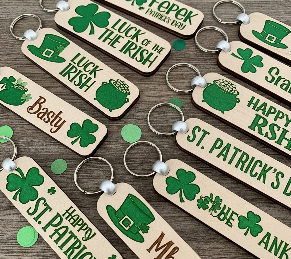 St. Patrick's Day Wooden Keychains