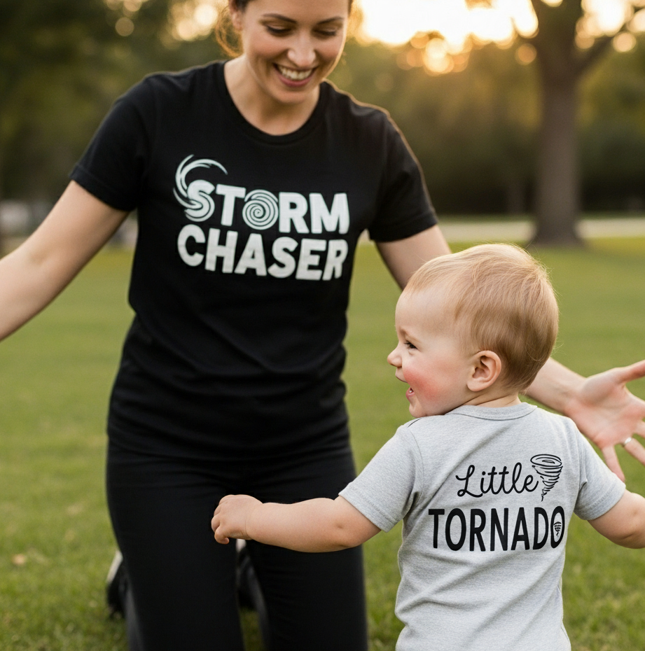 Storm Chaser & Little Tornado Matching T-Shirts