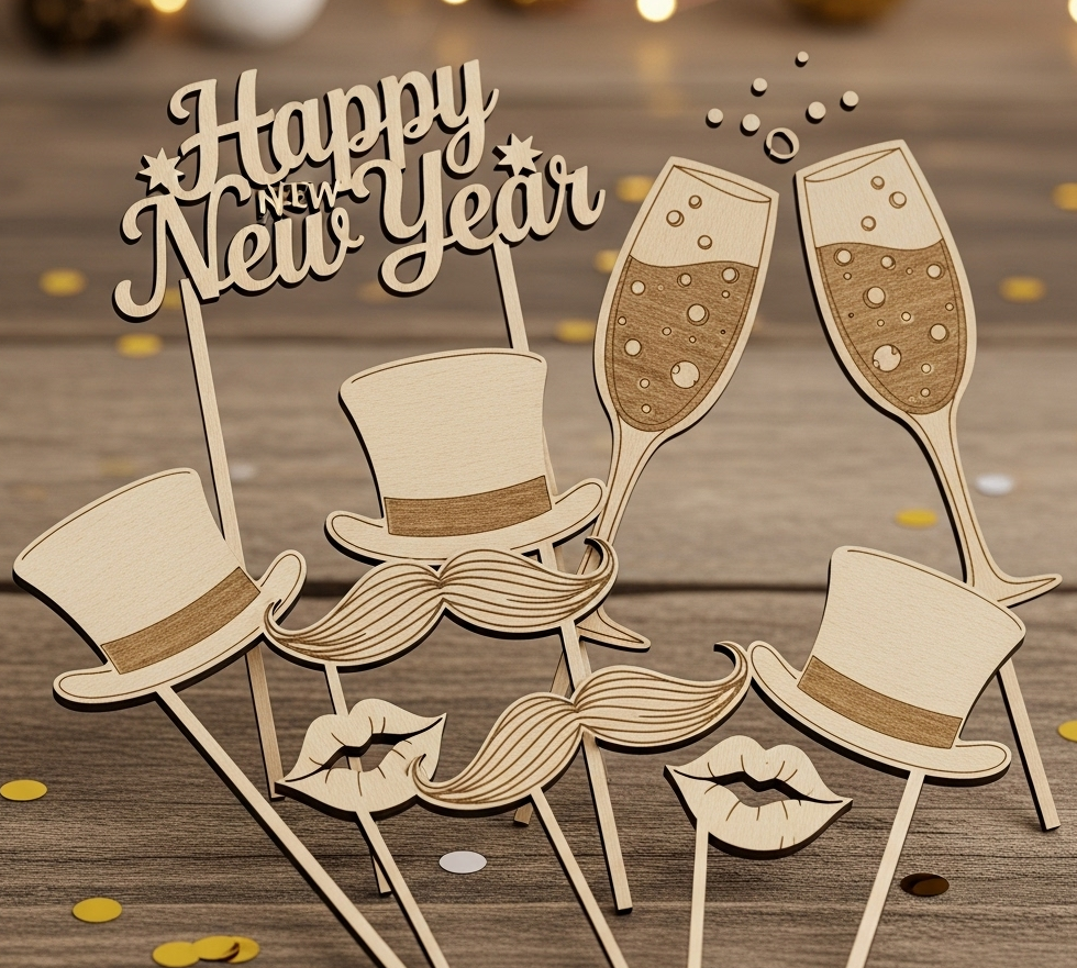 New Year's Photo Booth Props Set