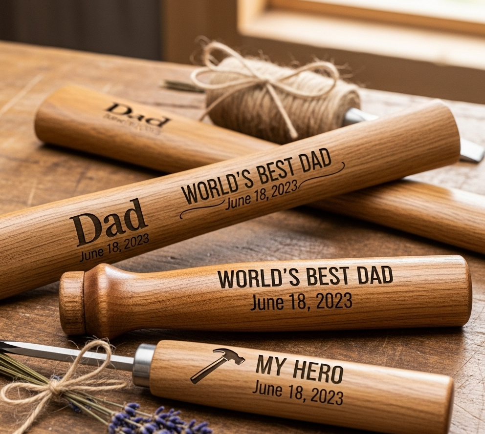 Personalized Wooden Engraved Chisel Set