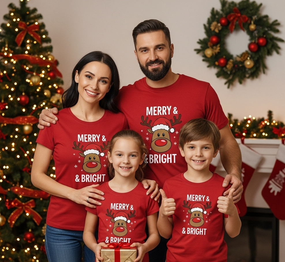 Merry & Bright Family Christmas T-Shirt Set (sold sepeartely)