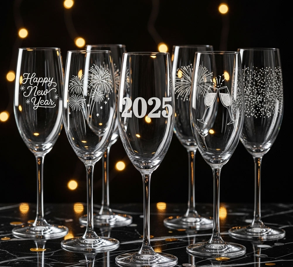 Personalized Engraved Champagne Flutes for New Year's