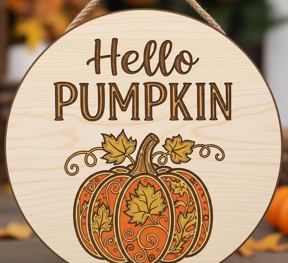 Hello Pumpkin Wooden Sign
