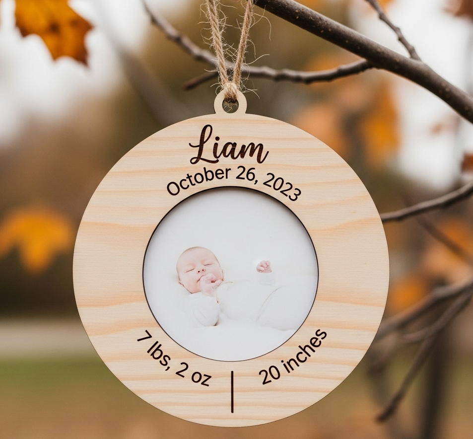 Personalized Round Wooden Ornament