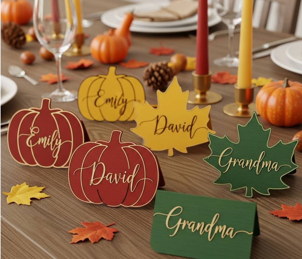 Autumn-themed Personalized Name Place Cards