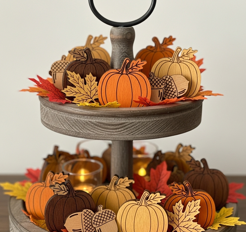 Autumn Tiered Tray Decor Set