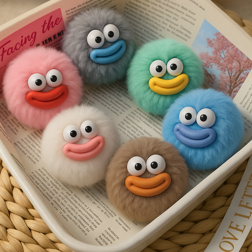 1 pcs Cute Fluffy Smiley Face Plush Toys --Uni Code 05---