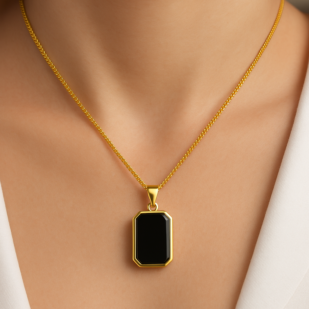Elegant Black Onyx Pendant Necklace ---Uni Code 25---