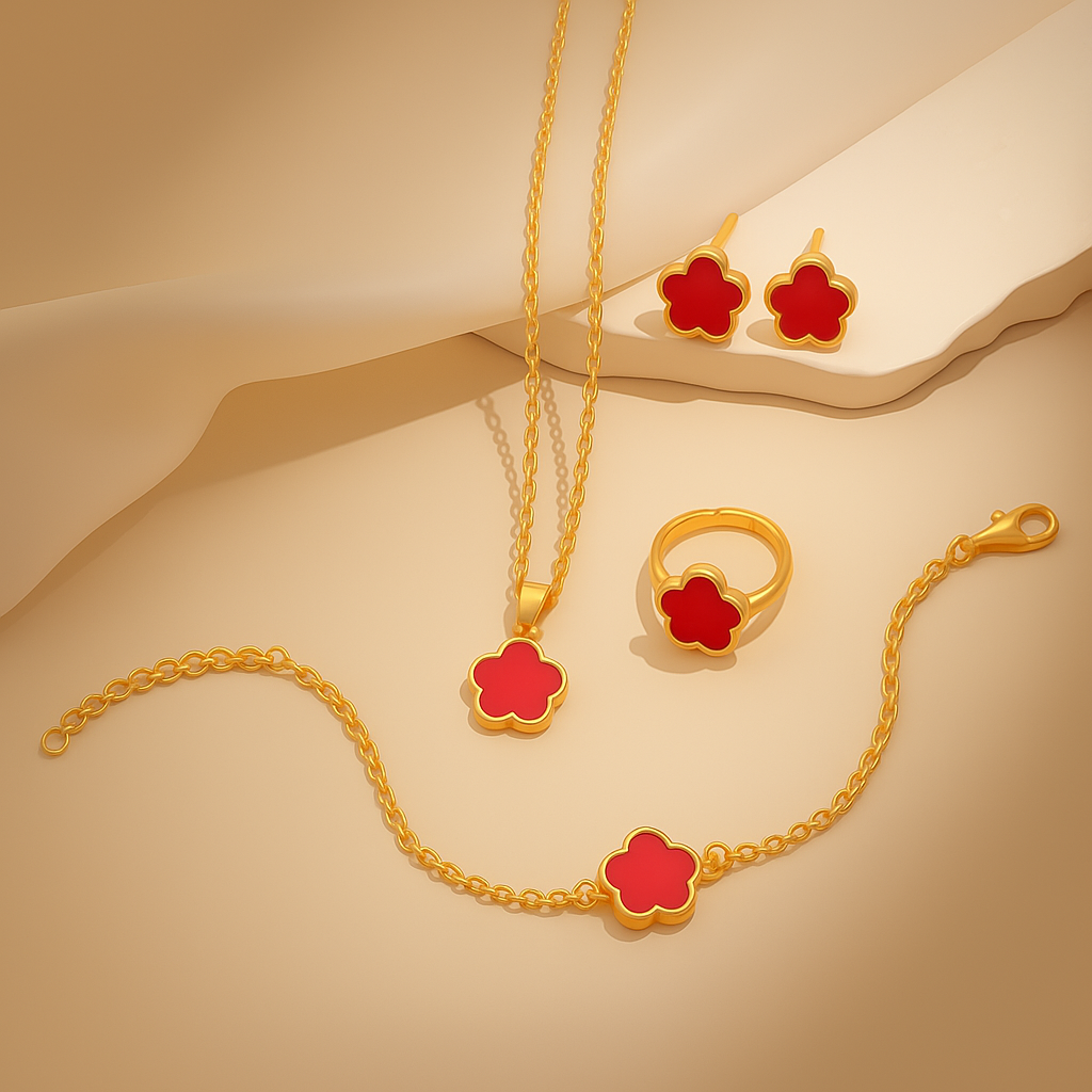 Red Clover Gold Jewelry Set ---Uni Code 06---