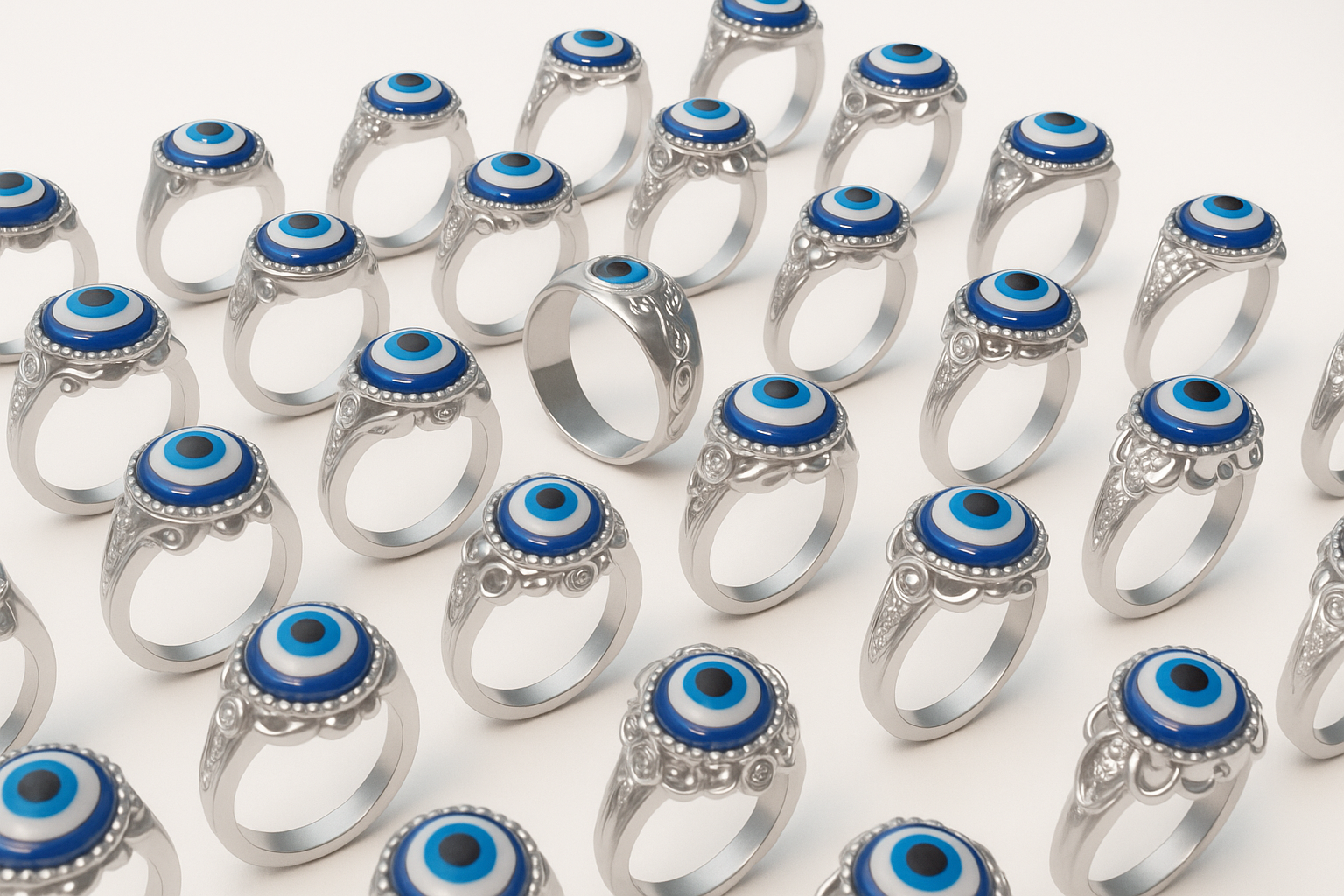 1 pcs Silver Devil Eye Rings for Men And women -- Uni Code 20--