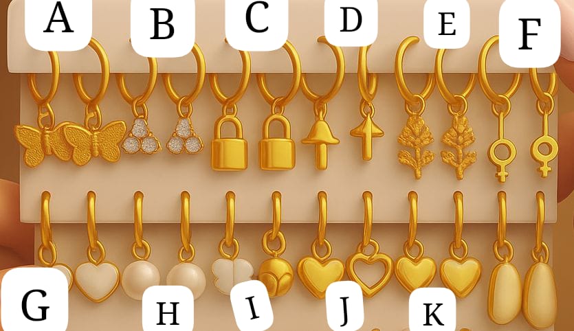 Gold Plated Pendant Hoop Earrings Collection ---Uni Code 17---