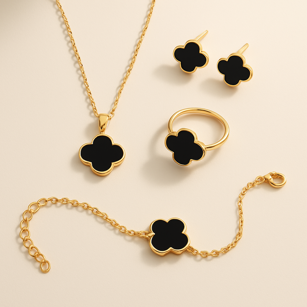 Gold Black Clover Jewelry Set --Uni Code  07---