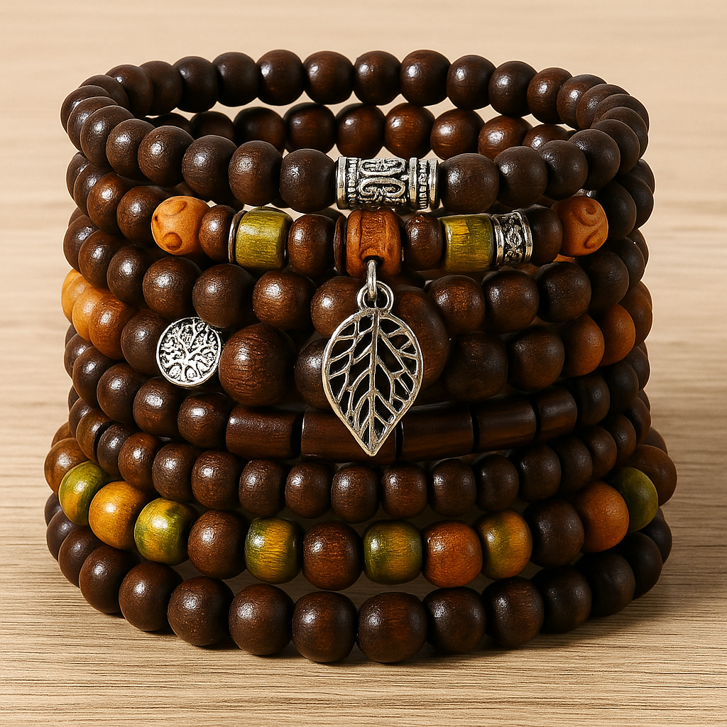 1 pcs Bohemian Wooden Bead Bracelet Set ---Uni Code 08--