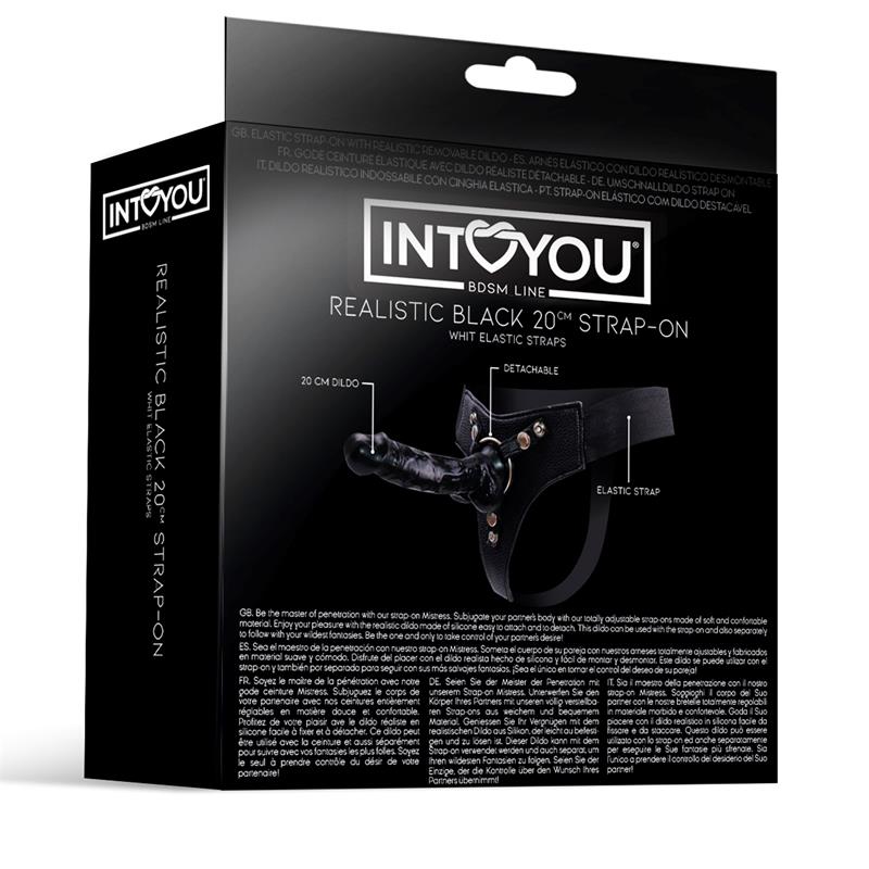 INTOYOU BDSM LINE MISTRESS ARNÉS ELÁSTICO CON DILDO DE SILICONA DE 20 CM NEGRO