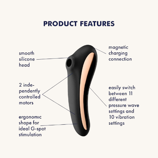 SATISFYER DUAL KISS SUCCIONADOR Y VIBRADOR 2 EN 1 NEGRO