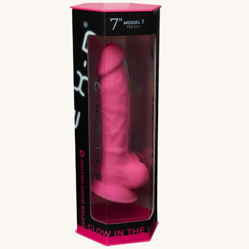 SILEXD - MODELO 1 PENE REALÍSTICO SILICONA PREMIUM SILEXPAN ROSA FLUORESCENTE 17.5 CM