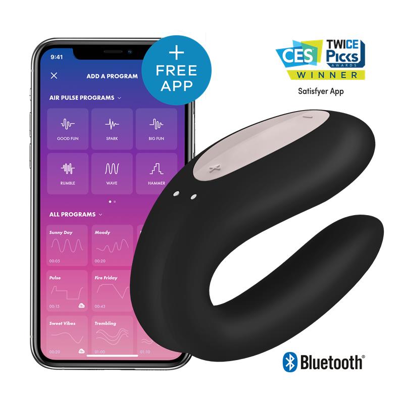 SATISFYER VIBRADOR PARA PAREJAS CON APP DOUBLE JOY NEGRO
