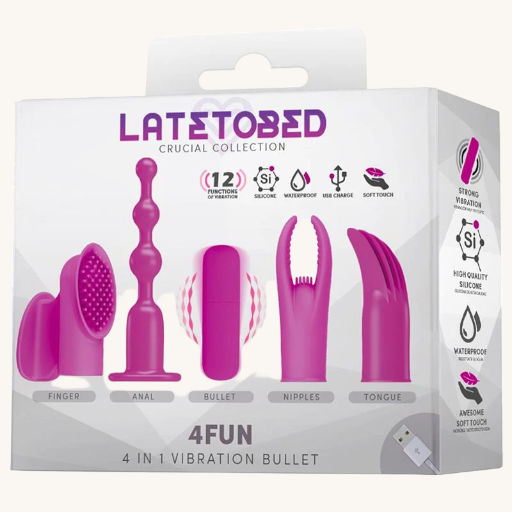 LATETOBED 4FUN BALA VIBRADOR Y 4 FUNDAS USB IMPERMEABLE SILICONA